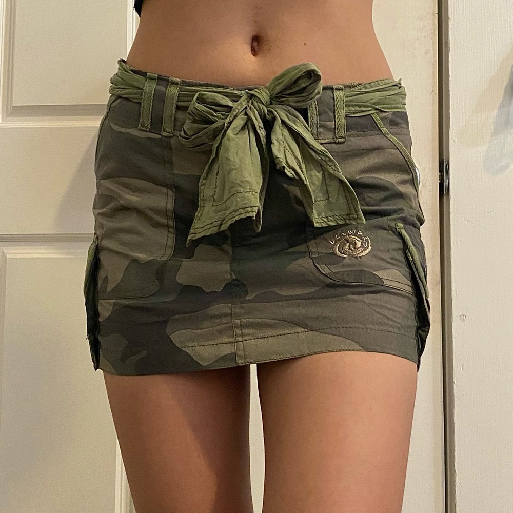 Camo Low Rise Mini Skirt